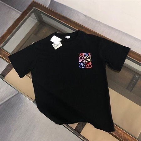 ロエベ カラフル アナグラム プリント半袖Tシャツ ブラック 黒 おしゃれ