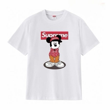 シュプリーム ディズニー コラボ 半袖 Tシャツ 白 ホワイト 大きいサイズ