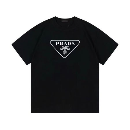 新品 PRADA プラダ トライアングルロゴ Tシャツ ラウンドネック トップス 春 夏 秋 おしゃれ