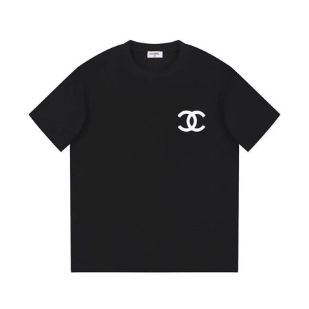 CHANEL 半袖Tシャツ カップル服 黒 ブラック カジュアル おしゃれ