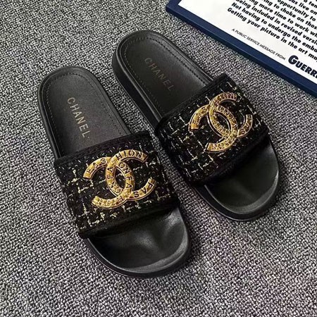 CHANEL シャネル ココマーク ツイード×レザー レディース サンダル 履き心地がよい ブラック シューズ おしゃれ