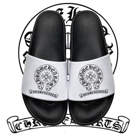 Chrome Hearts クロムハーツ シャワーサンダル メンズサンダル 白黒 CHクロス おしゃれ 