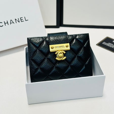 chanel 財布 レデイース 二つ折り 財布 マトラッセレザー ブラック 財布 女子 プレゼント
