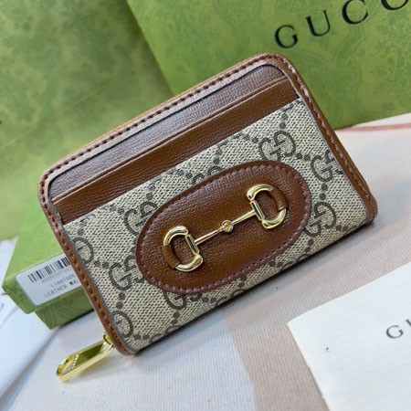 GUCCI コインケース 小銭 入れ ホースビット1955 カードケース グッチ L字ファスナー ウォレット GGスプリーム キャンバス ブラウン