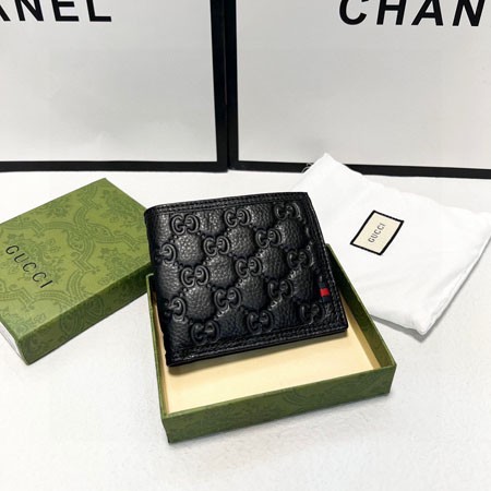 GUCCI ウォレット GG柄 グッチシマ レザー 二つ折り財布 メンズ 札入れ 小銭入れ カード入れ ブラック