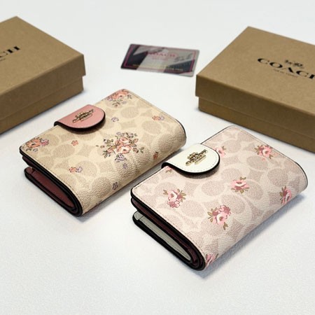 COACH 財布 レディース 二つ折り財布 フローラル プリント 花柄 二つ折りウォレット 