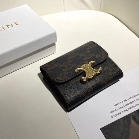 CELINE セリーヌ 三つ折り財布 コイン入れ付き トリオンフ キャンバス コンパクトウォレット