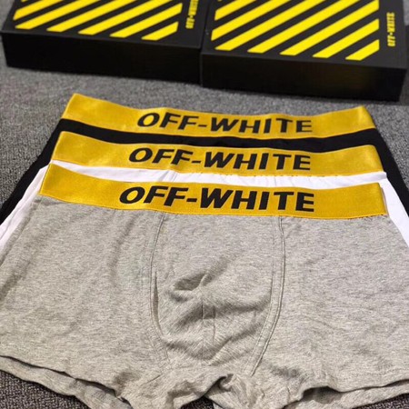 Off White ロゴ ボクサーパンツ メンズ 下着 綿パンツ 高通気 前閉じ 男性下着 ブランド 人気
