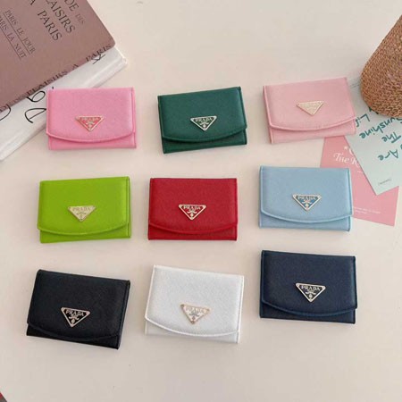 PRADA カードケース 三つ折り ミニ 財布 サフィアーノトライアングル コイン ケース ブランド レディース 人気