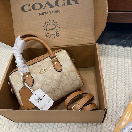 コーチ ミニ ボストンバッグ シグネチャー レザー COACH 2WAY ミニ ローワン サッチェル レディース クロスボディバッグ かわいい