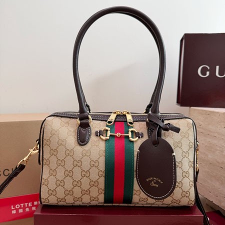 GUCCI Borsetto ボルセット ミディアム ボストンバッグ ホースビット ショルダーバッグ ゴールド金具 レディース