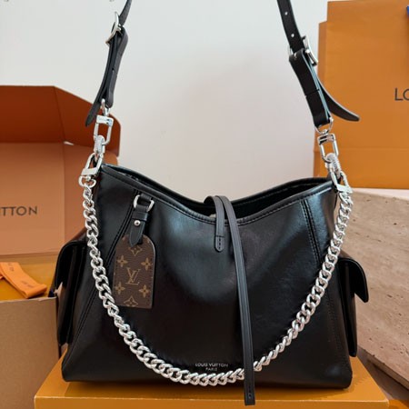 Louis Vuitton ルイヴィトン Carrall キャリーオール・バイブBB M12888 レディース チェーンショルダーバッグ レザー ブラック