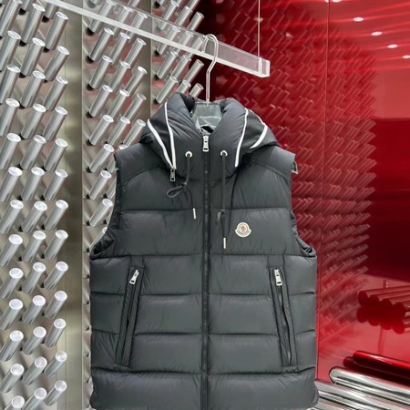モンクレール メンズ ダウンベスト ブランド アウター ジレ ダウン フード ロゴ ワッペン MONCLER Cardamine 無袖ベスト ダウンジャケット グレー