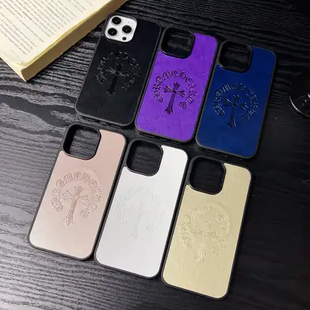 magsafe対応ケース クロームハーツ iphone18pro/18promaxケース エンボスレザー CHクロス 十字架 おしゃれ マグネット搭載 ワイヤレス充電対応
