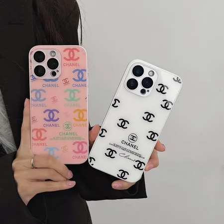 シャネル iphone18pro/18promaxケース 背面 ガラス 薄型 耐衝撃 男女兼用 おしゃれ ホワイト ピンク