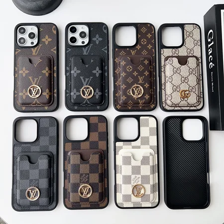 ルイヴィトン&グッチ iphone18pro/18promax携帯ケース レザー背面 カード収納 衝撃吸収 
