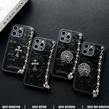 Chrome Hearts iPhone18pro/18promax 携帯ケース 落下防止 手首バンド チェーン付き かっこいい 