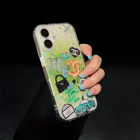 chanel iphone18promaxケース マンバグリーン 貝殻紋