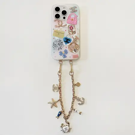 chanel iphone18promaxケース 携帯ストラップ付き