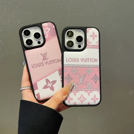 Vuitton 携帯ケース iPhone18Pro/18ProMaxケース レザー TPUバンパー 耐衝撃 背面 字母プリント ピンク ホワイト 可愛い 女子 人気 