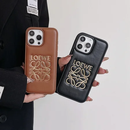 Loewe iphone18pro/18promax携帯ケース ラメ 嵌入式 アナグラムロゴ 耐久性 本革 レザー ブラック ブラウン