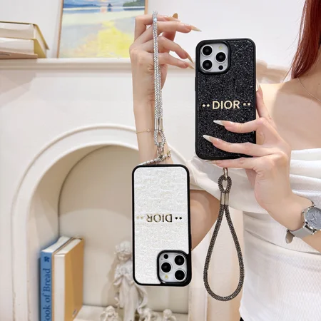 ディオール iphone18pro/18promax携帯ケース キラキラ グリッター 滴膠 ポッティング加工 短い ストラップ付き 落下防止 レディース ファッション