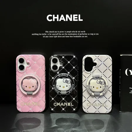 chanel iphone18pro/18promax携帯ケース Kitty 猫 マグネット スマホスタンド 360度回転 折りたたみ メタルスタンド