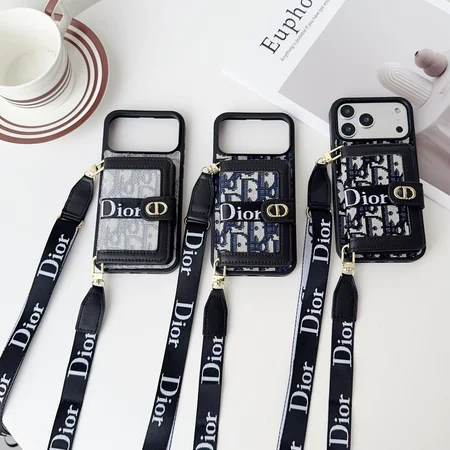スマホ ショルダー DIOR iPhone18pro/18promax 携帯ケース ロング ストラップ付き 背面 折りたたみ ポケット付き