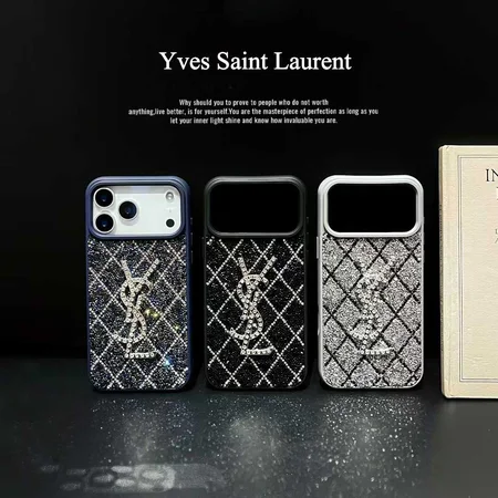 YSL iphone18pro/18promax 携帯ケース ダイヤ柄 フルカバー きらきら 女子 スマホケース チェック柄 