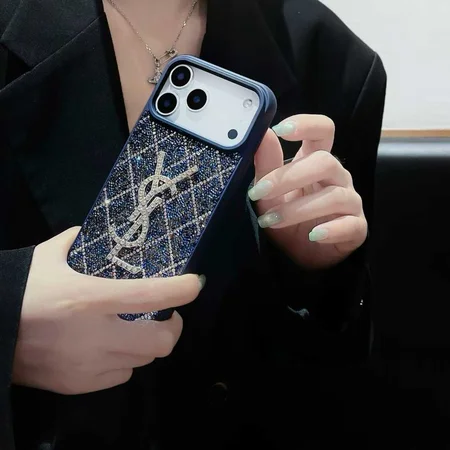 YSL iphone18promaxケース キラキラ チェック柄