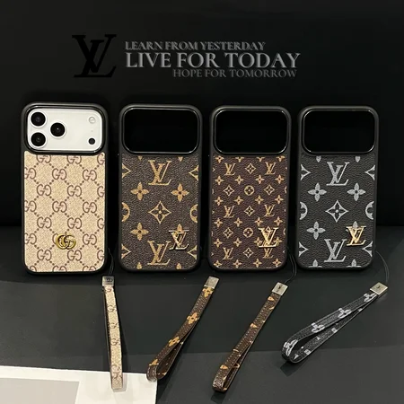 ルイヴィトン·Gucci  iphone18pro/18promax ケース モノグラム Monogram レザー 手首 ショートストラップ 落下防止