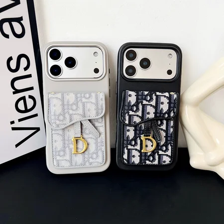 DIOR iphone18pro/18promaxケース オブリーク ジャカー 縦型 背面 収納 トロッター サドル Dロゴ おしゃれ