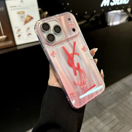 YSL アイフォーン 18pro/18promaxケース IMD加工 透明 縁 全面保護 耐衝撃 高校生 女子 可愛い