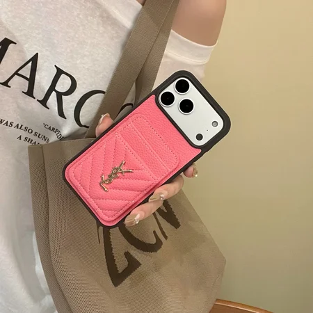 サンローラン iphone18proケース ライチ柄 レザー