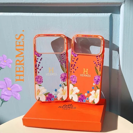 女性 ファッション☆Hermes iphone18pro/18promax ケース クリア 透明 アクリル素材 フラワー プリント 売れ筋 