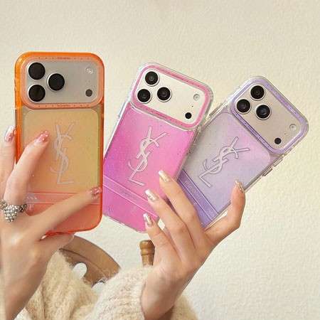 アクリル素材 YSL iphone18pro/18promaxケース 透明 クリア グリッター キラキラ 高校生 女子 かわいい