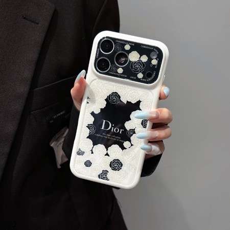 瞬間変身 ディオール iphone18pro/18promaxケース バラ柄 かわいい カメラ一体型 レンズカバー