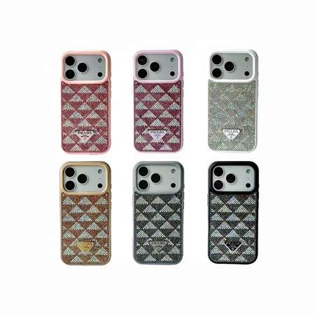 キラキラ 可愛い♡プラダ iphone18pro/18promaxケース ラインストーン付き 三角ロゴプレート 芸能人 女性 オシャレ