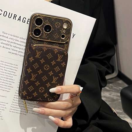 ルイヴィトン アイフォン 18プロ 携帯ケース 背面 ポケット付き