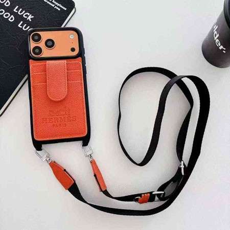 エルメス iphone18proケース 長いストラップ付き