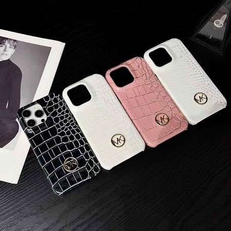 マイケルコース スマホケース iphone18pro/18promaxケース ワニ柄 レザー メタルロゴ 付き