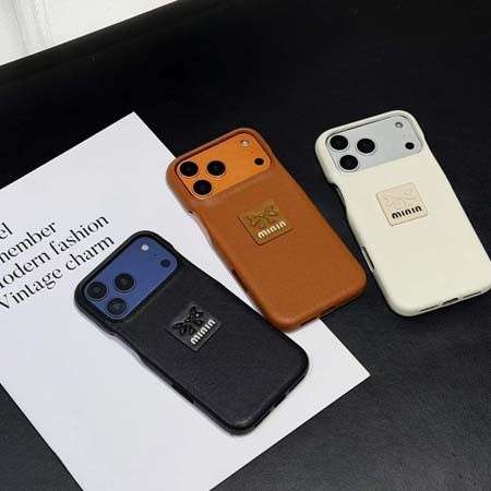 ミュウミュウ スマホケース iphone18pro/18promax ケース リボン 付き レザー ロゴパッチ おしゃれ レディース 