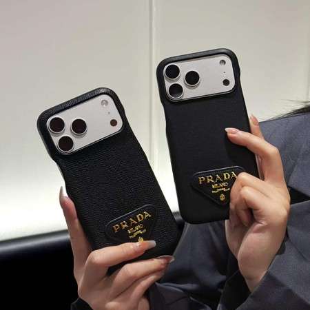 PRADA 携帯ケース iphone18pro/18promaxカバー 軽量 スリム 耐衝撃 メンズ スマホケース サフィアーノレザー ブラック