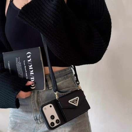 prada iphoen18promaxケース 折りたたみ カード収納