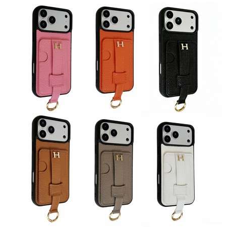 スマホベルト付き エルメス iPhone18pro/18promax ケース 背面 カード収納 スライド ベルト スタンド機能