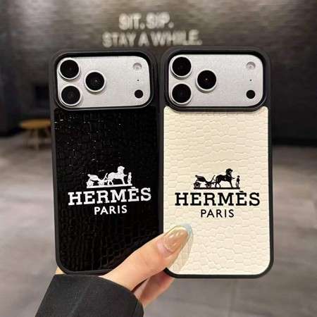 エルメス iphone 18pro 18promax ケース ワニ柄 レザー 全面保護  ブラック ホワイト 男女 ペア オシャレ