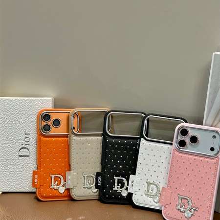 ダイヤ柄 フルカバー Dior iphone18pro/18promaxケース レザー 全面保護 キラキラ レディース