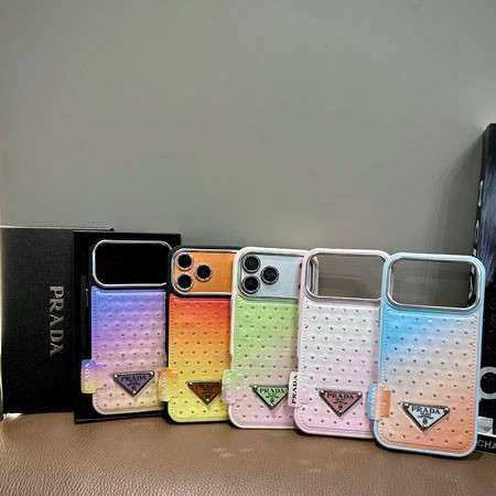 キラキラ可愛い☆PRADA iPhone18pro/18promaxケース ラインストーン マカロン グラデーションカラー