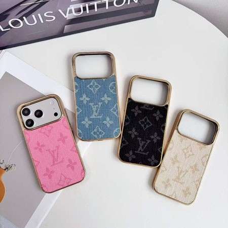 Louis Vuitton iPhone18pro/18 ケース モノグラム デニム柄 金属質感 電気メッキ フレーム