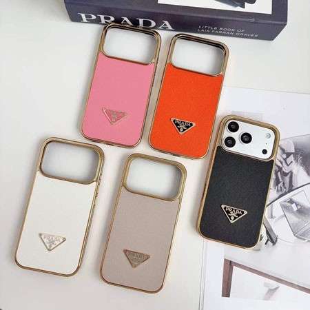 PRADA iPhone18/18promax携帯ケース バンパー メッキ加工 サフィアーノ レザー 耐衝撃カバー 